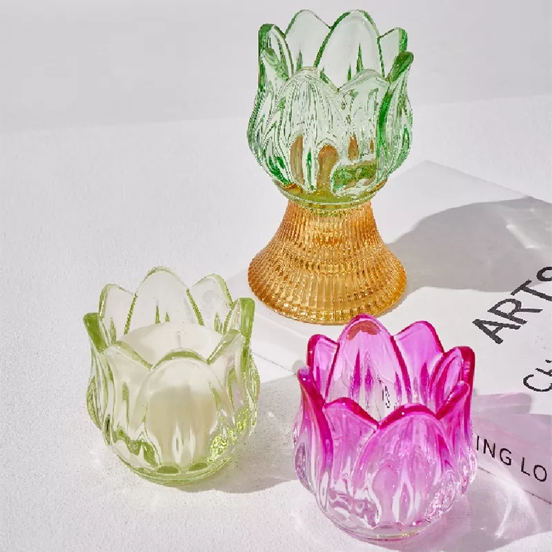 Barevný skleněný svícen Merveilles Florales