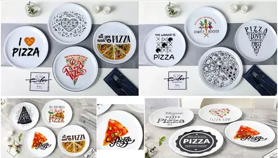 Sada keramických talířů s motivem pizzy